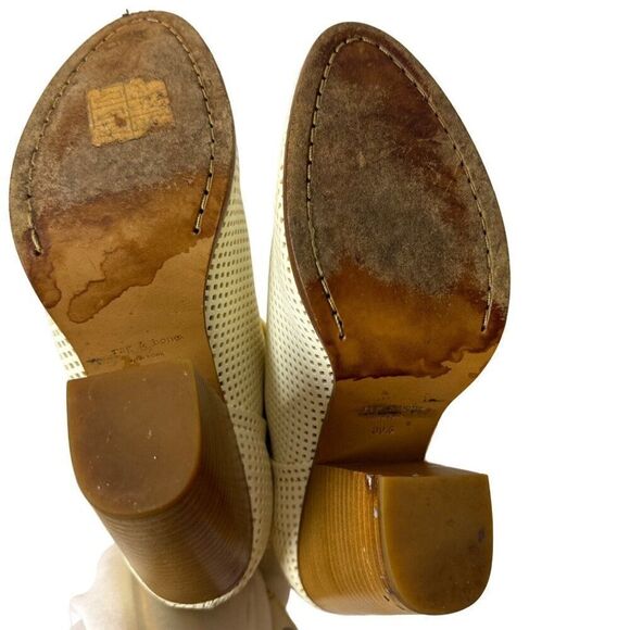 Rag & Bone Womens Perforated Leather Ankle Boots Sz 39.5 White Block Heel - Picture 2 of 8